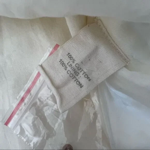 Anthropologie Forever That Girl Cotton Embroidered Beaded Peasant Top Ecru US 2 - Picture 10 of 10